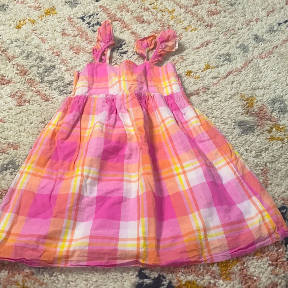 Gap pink plaid dress with ruffle sleeves size 4T